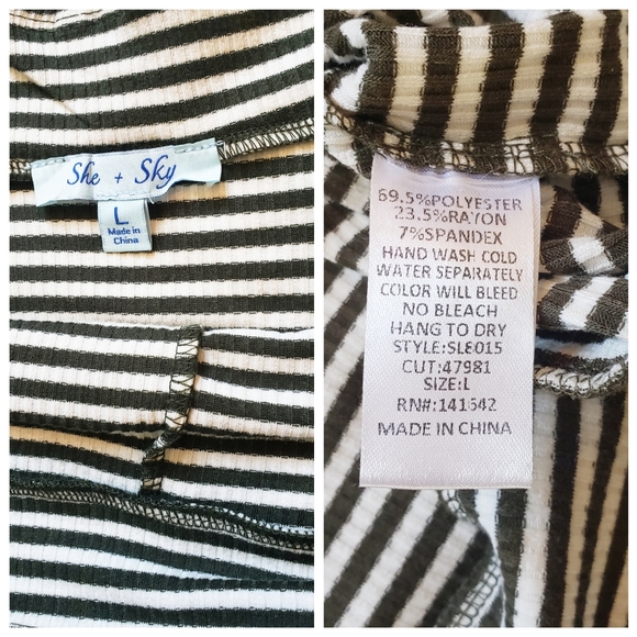 She+Sky Off Shoulder Bell Sleeve Stripe Cr… - Picture 7 of 7